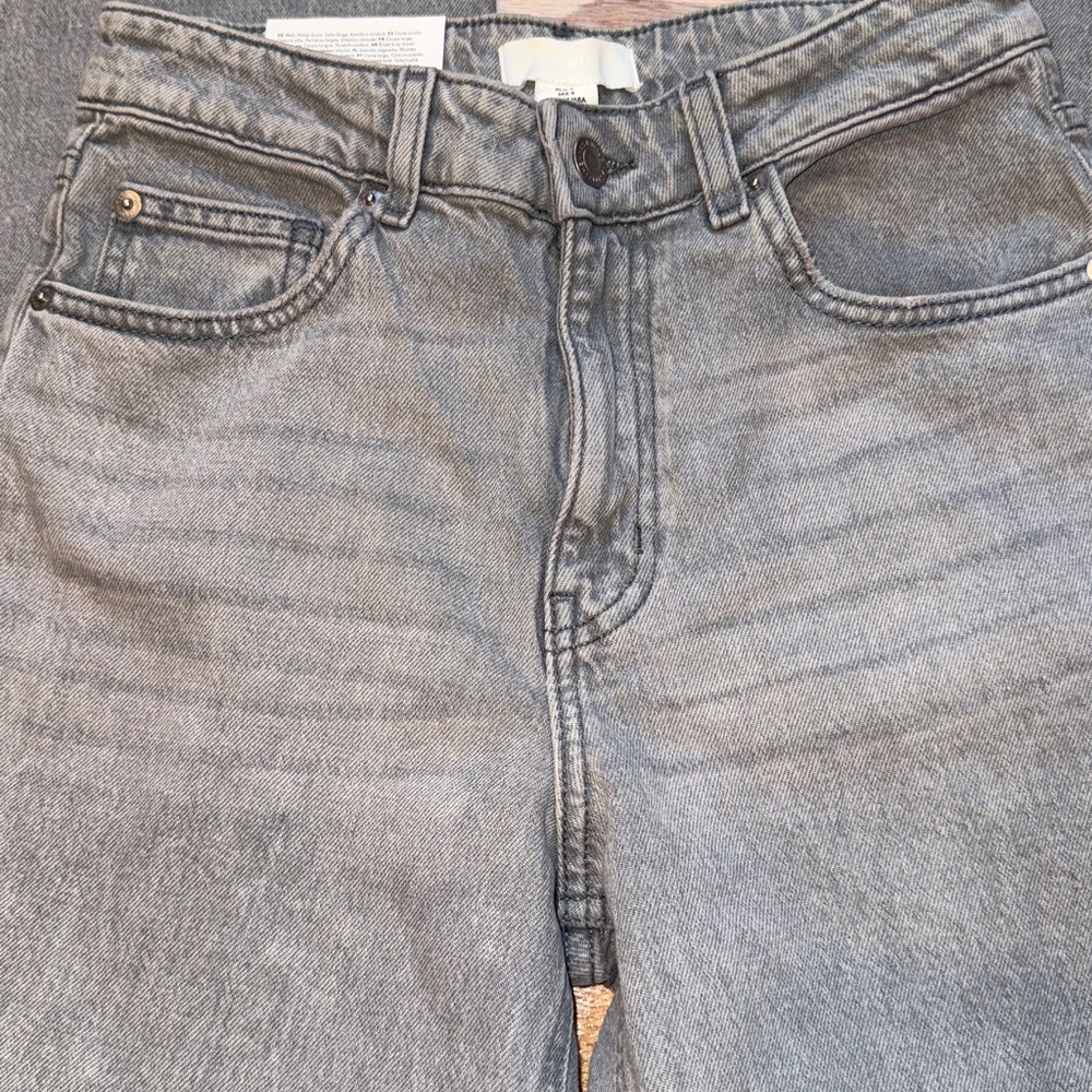 H&M WIDE LEG/HIGH WAIST LIGHT GREY JEANS Sz. 4 NWT - Picture 5 of 14